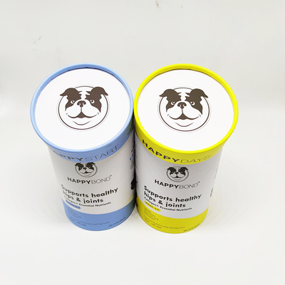 Custom Airtight Cat Dog Treats Paper Cans Packaging CMYK Printing