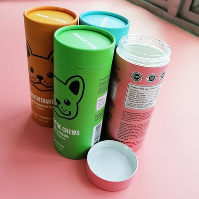 CMYK Pet Food Can Dog Cat Treat Packaging Round Composite Inner PET Plastic Jar